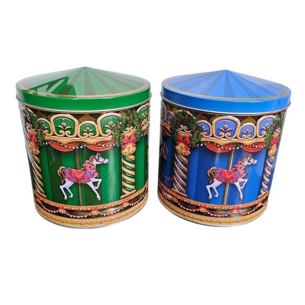 Harry London Christmas Holiday Carousel Tins